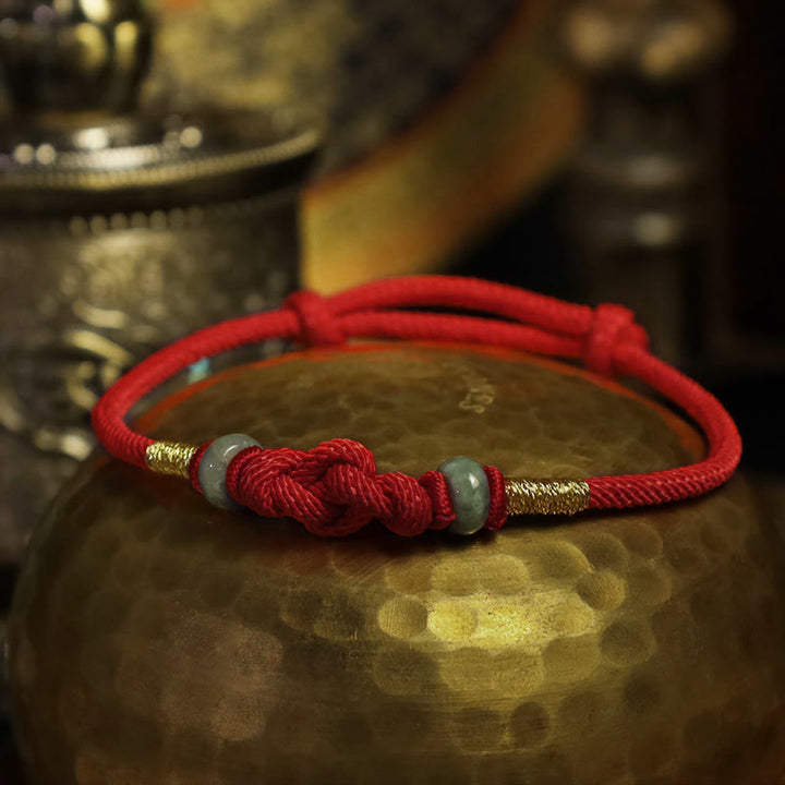 BWOOOH Red String Jade Luck Fortune Knot Braided Couple Bracelet