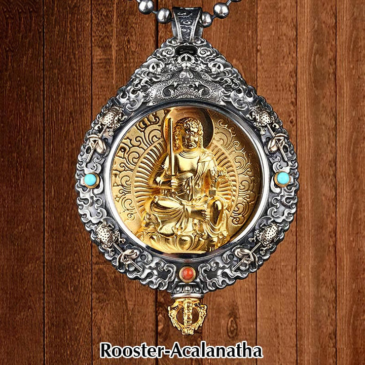 BWOOOH Chinese Zodiac Natal Buddha Thangka Nine Palaces Eight Diagrams Wealth Rotatable Necklace Pendant