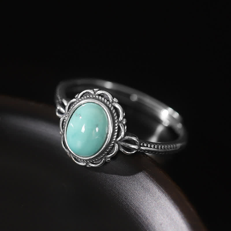 BWOOOH 925 Sterling Silver Tibetan Turquoise Red Agate Protection Ring