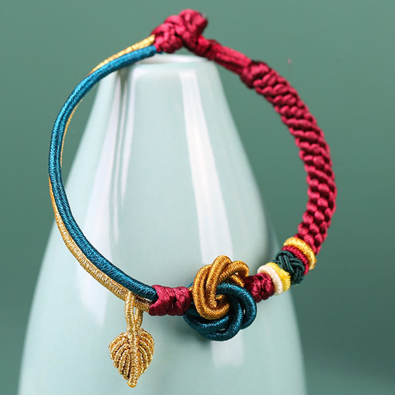 BWOOOH Tibetan Handmade Mandala Knot Leaf Luck Rope Bracelet