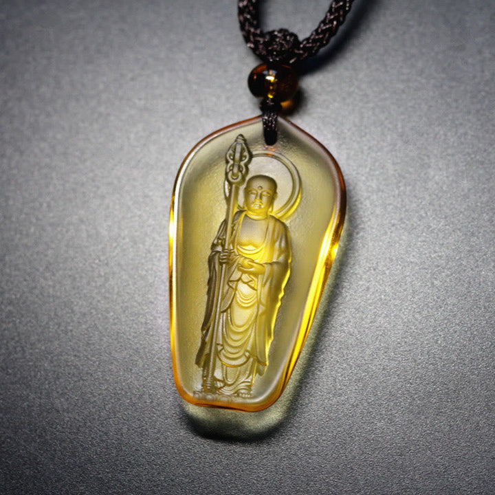 BWOOOH Ksitigarbha Buddha Liuli Crystal Serenity Amulet Necklace Pendant
