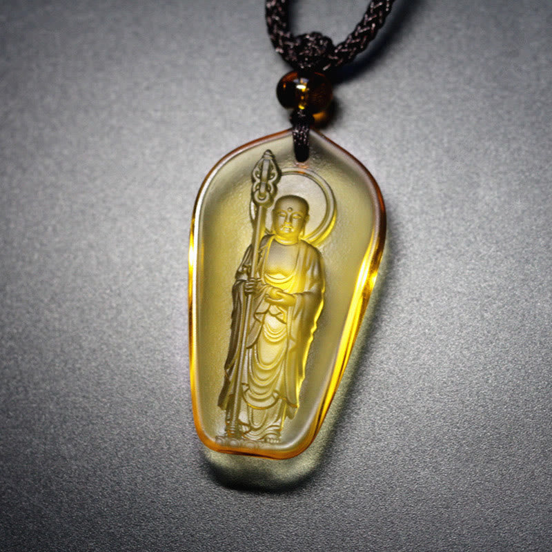 BWOOOH Ksitigarbha Buddha Liuli Crystal Serenity Amulet Necklace Pendant