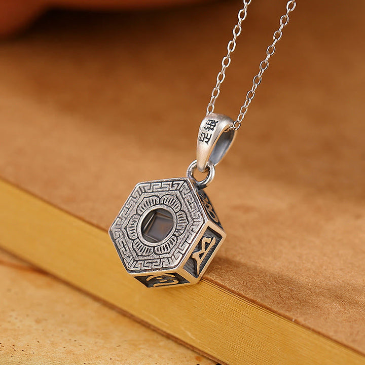 BWOOOH 990 Sterling Silver Tibetan Om Mani Padme Hum Lotus Love Projection Necklace Pendant