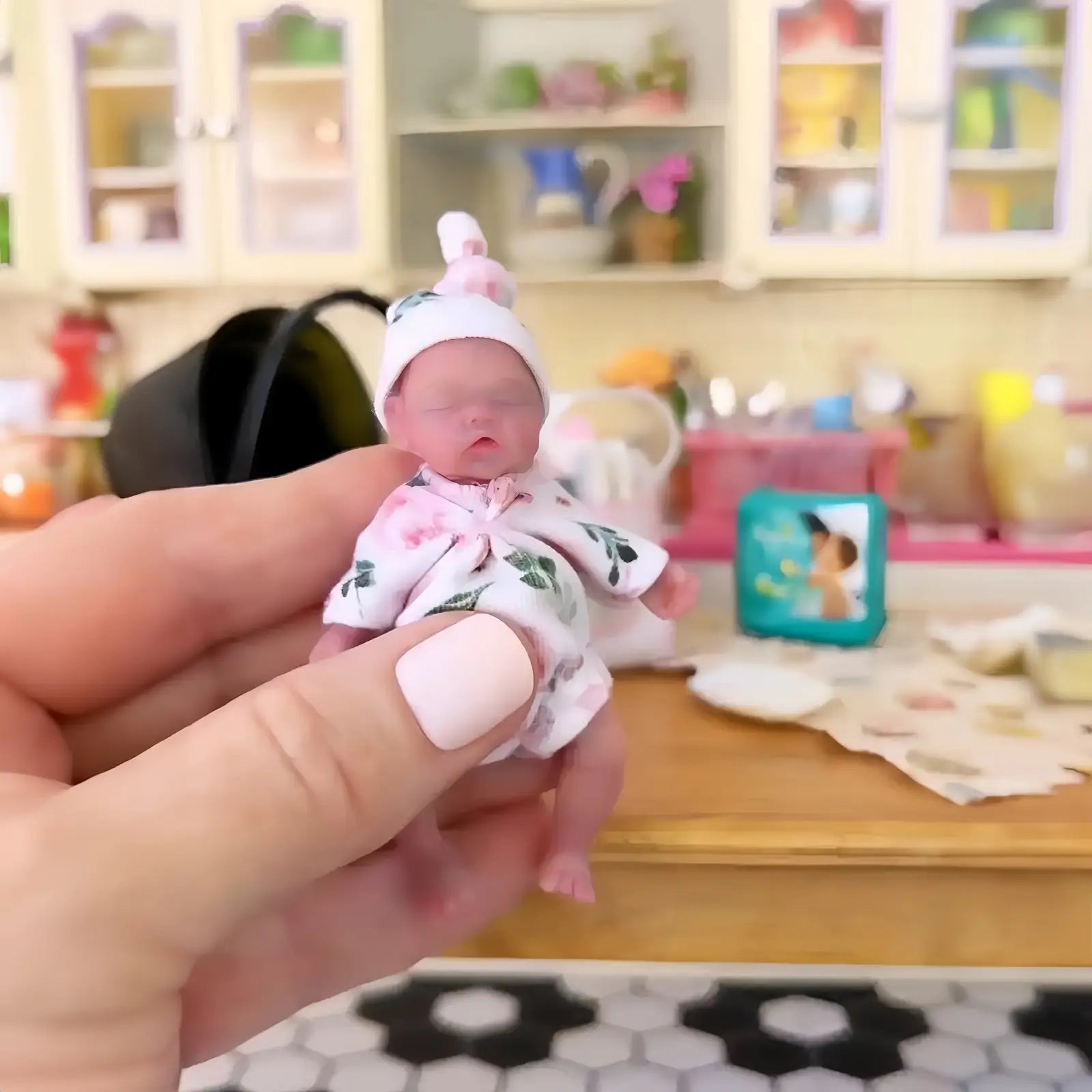 3 Inches Mini Reborn Full Liquid Solid Platinum Silicone Baby Girl Doll