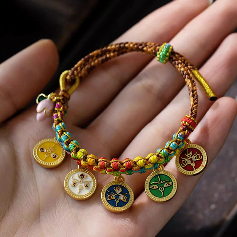 BWOOOH Tibetan Colorful Rope Five God Of Wealth Luck Braid Bracelet