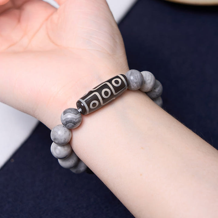 BWOOOH Tibetan Nine-Eye Dzi Bead Picasso Jasper Positive Bracelet