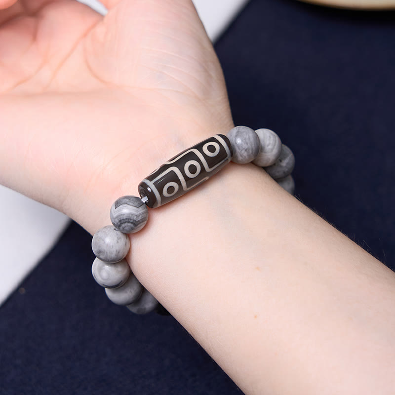 BWOOOH Tibetan Nine-Eye Dzi Bead Picasso Jasper Positive Bracelet