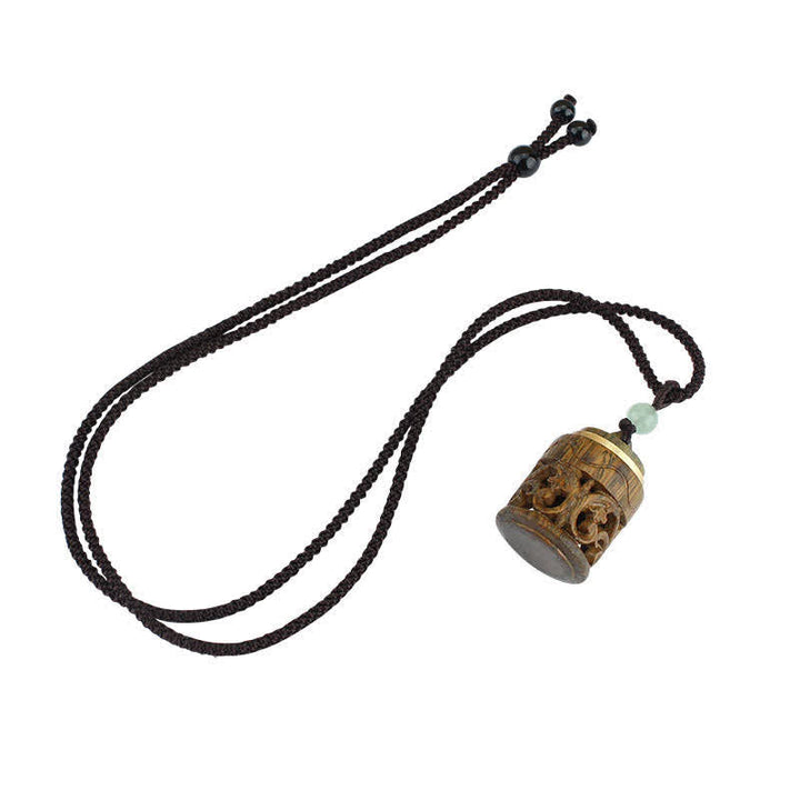 BWOOOH Tibet Green Sandalwood Rosewood Om Mani Padme Hum Lotus Positive Soothing Necklace Pendant