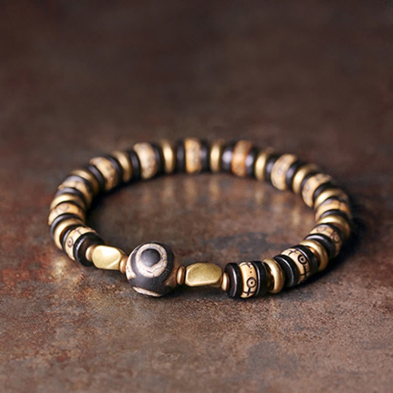 BWOOOH Tibetan Bone Beads Ebony Wood Strength Bracelet | natural stone spiritual bracelet for healing and mindful living