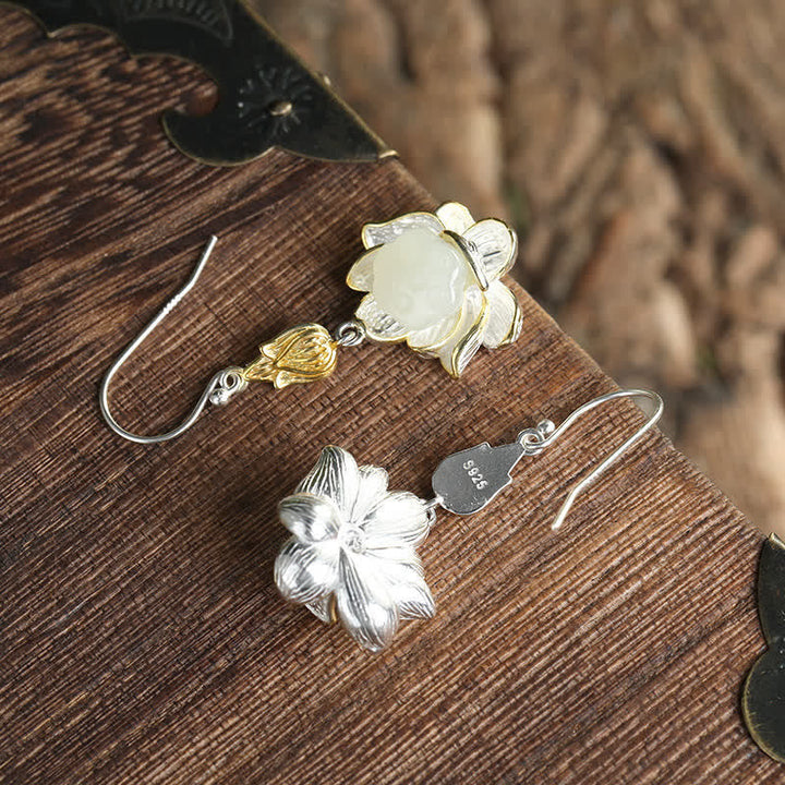BWOOOH White Jade Protection Harmony Drop Earrings