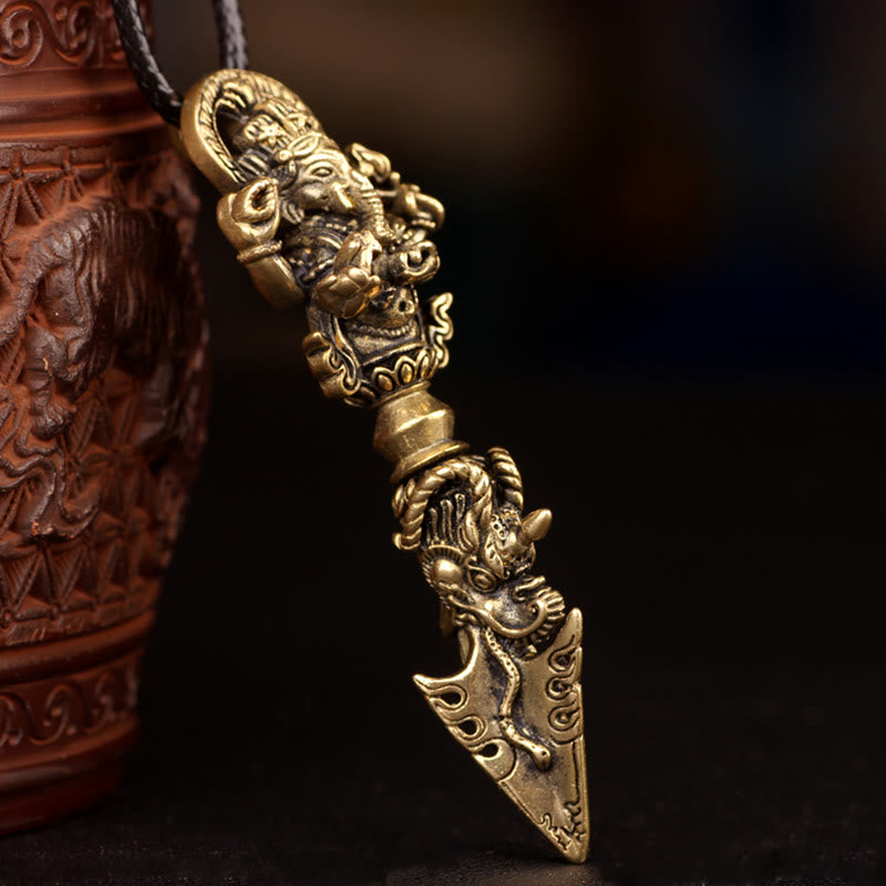 BWOOOH Tibetan Ganesh Ganpati Elephant God of Wealth Dorje Vajra Spiritual Power Necklace Pendant
