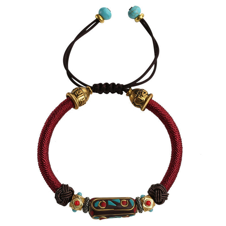 BWOOOH Handmade Tibetan Turquoise Om Mani Padme Hum Strength Braided Bracelet  -  Turquoise Tibetan bracelet for spiritual h...