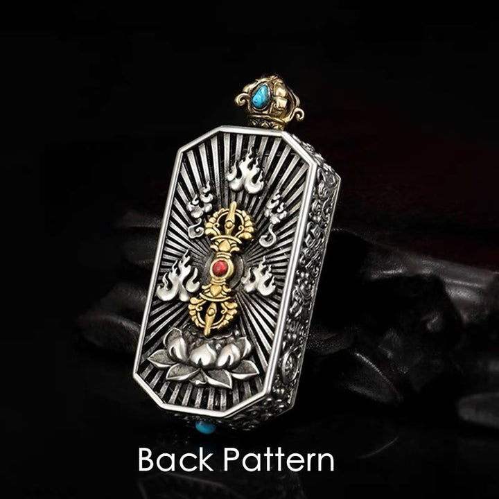 BWOOOH Tibetan Om Mani Padme Hum Dorje Vajra rotatable lotus pendant rope necklace — Tibetan Buddhist amulet necklace