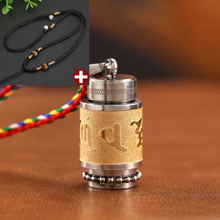 BWOOOH Tibet Om Mani Padme Hum Shurangama Mantra Titanium Steel Wisdom Amulet Necklace Pendant