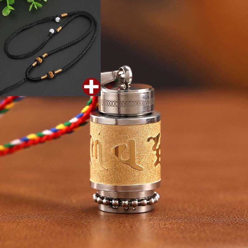 BWOOOH Tibet Om Mani Padme Hum Shurangama Mantra Titanium Steel Wisdom Amulet Necklace Pendant