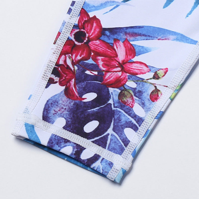 BWOOOH lotus print yoga leggings - 2Pcs Sunflower Flowers Leaves Print Top 