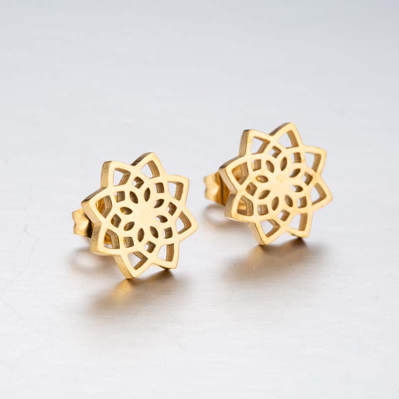 BWOOOH Tibetan Lotus Pattern New Beginning Stud Earrings