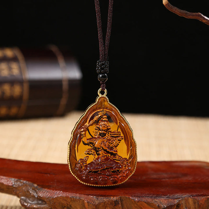 BWOOOH Tibetan Buddha Liuli Crystal Serenity Necklace Pendant