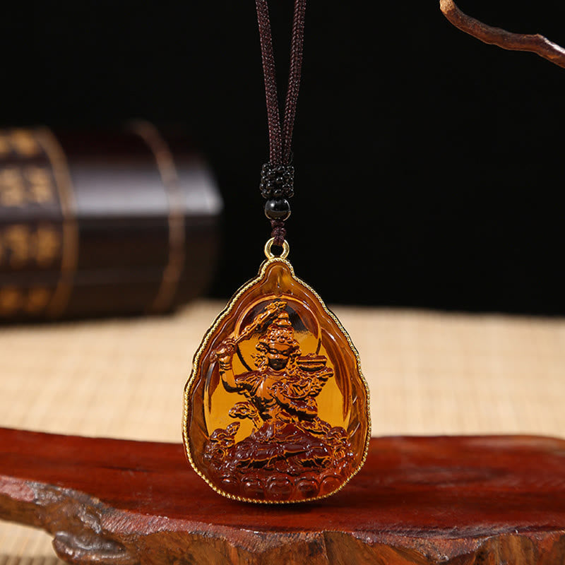 BWOOOH Tibetan Buddha Liuli Crystal Serenity Necklace Pendant