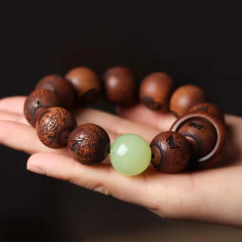 BWOOOH Tibetan Rosewood Engraving Tiger Protection Bracelet