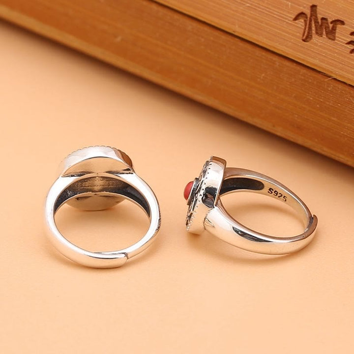 BWOOOH Tibetan Om Mani Padme Hum Peace Rotatable Ring