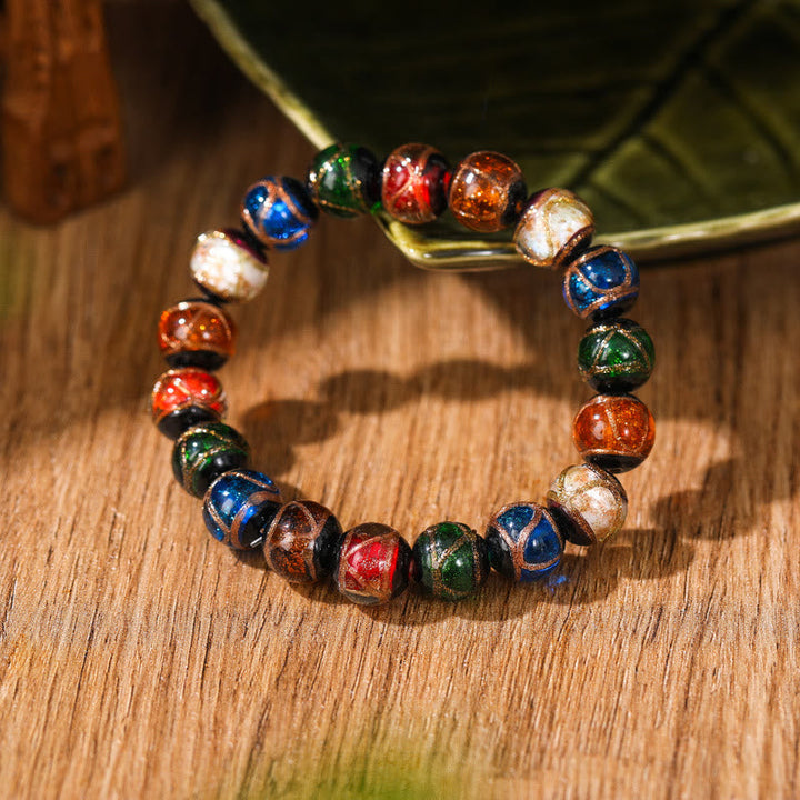 BWOOOH Tibetan Classic Liuli Glass Bead Luck Wealth Bracelet
