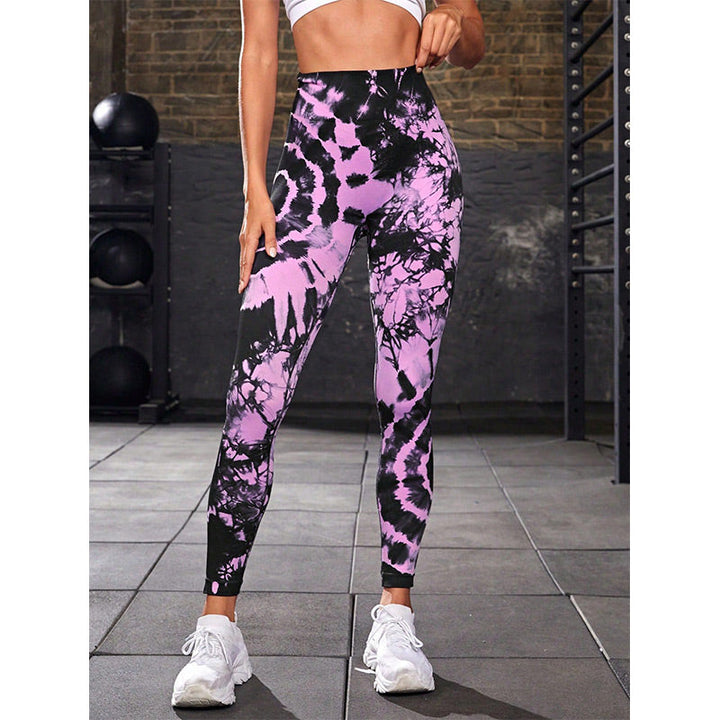 BWOOOH lotus print yoga leggings - Tie Dye Print Pants Sports Fitness Yoga 
