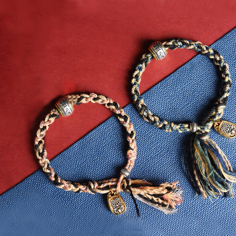 BWOOOH Zakiram Goddess of Wealth Om Mani Padme Hum Peace Handmade Bracelet