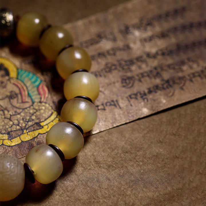 BWOOOH Handmade Tibetan Sheep Horn Om Mani Padme Hum Auspiciousness Bracelet