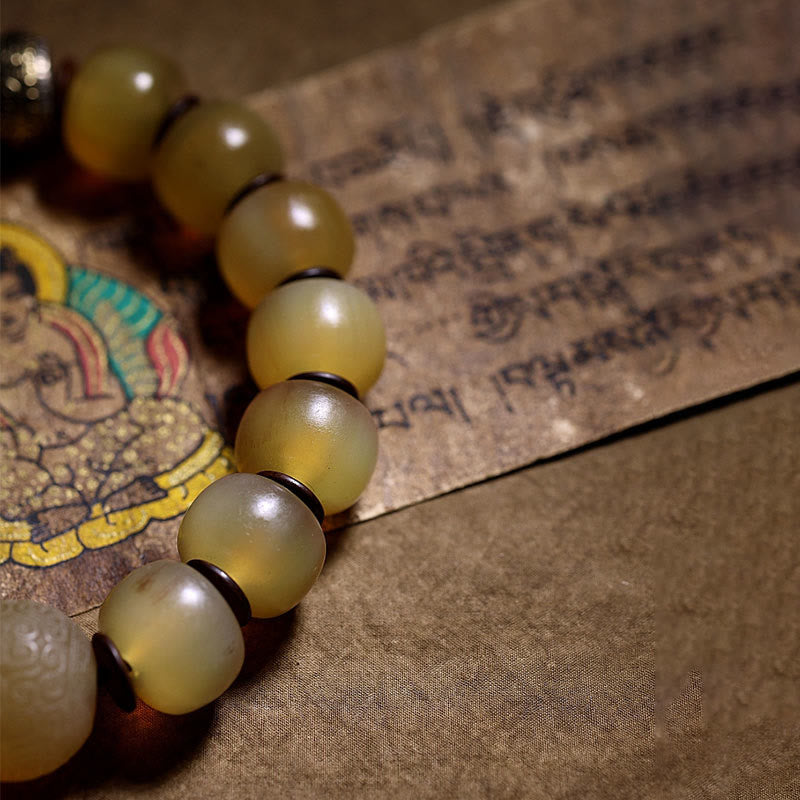 BWOOOH Handmade Tibetan Sheep Horn Om Mani Padme Hum Auspiciousness Bracelet