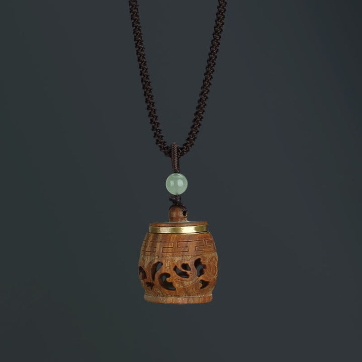 BWOOOH Tibet Green Sandalwood Rosewood Om Mani Padme Hum Lotus Positive Soothing Necklace Pendant