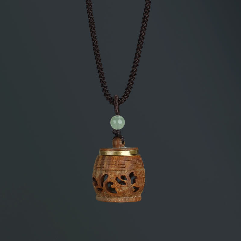 BWOOOH Tibet Green Sandalwood Rosewood Om Mani Padme Hum Lotus Positive Soothing Necklace Pendant