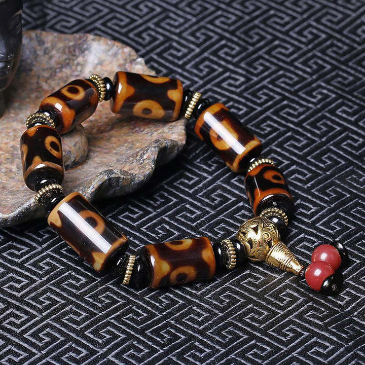 BWOOOH Tibetan Nine-Eye Dzi Bead Fortune Charm Bracelet