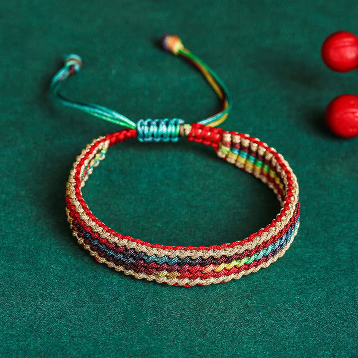 BWOOOH Tibet Handmade Rainbow Multicolored Protection Braided String Bracelet