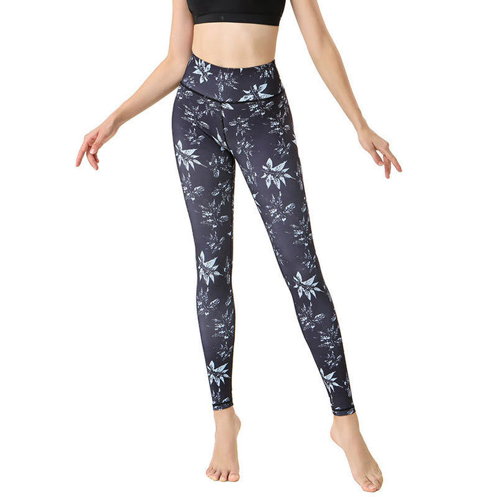 BWOOOH printed yoga leggings - Spots Maple Leaf Print Sports Exercise F