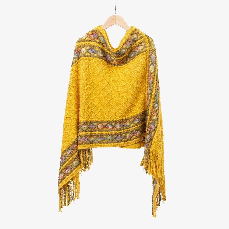 BWOOOH Tibetan Colorful Striped Rhombus Pattern Shawl Tas