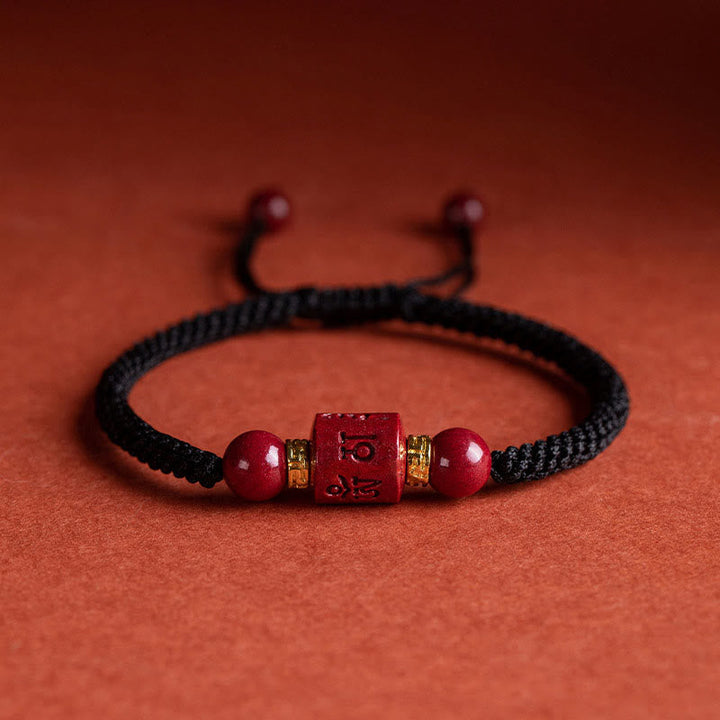 BWOOOH Tibet Cinnabar Om Mani Padme Hum Engraved Blessing Braided Bracelet