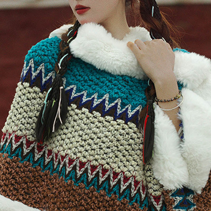 BWOOOH Tibetan Multicolored Striped Shawl Winter Cozy Tra