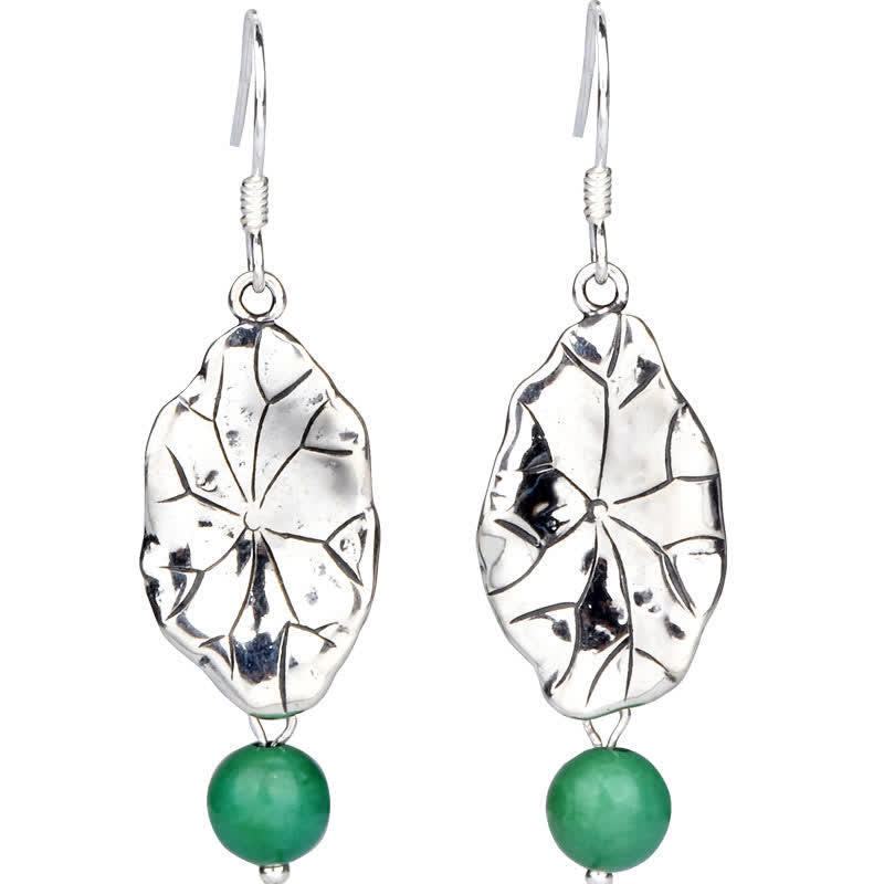 BWOOOH 925 Sterling Silver Turquoise Lotus Leaf Protection Drop Dangle Earrings