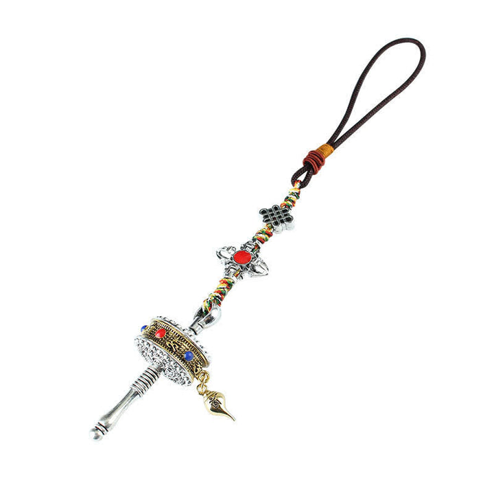 BWOOOH Tibet Om Mani Padme Hum Prayer Wheel Peace Rotatable Bag Car Hanging Decoration | natural stone Buddhist car hanging