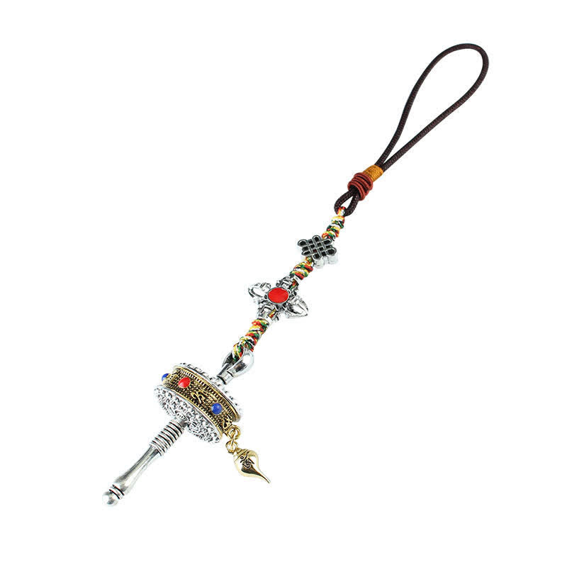 BWOOOH Tibet Om Mani Padme Hum Prayer Wheel Peace Rotatable Bag Car Hanging Decoration | natural stone Buddhist car hanging