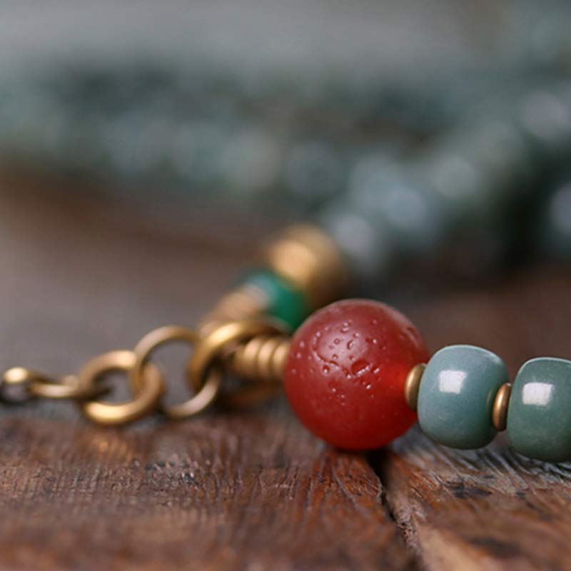BWOOOH 108 Mala Beads Bodhi Seed Dzi Bead Wisdom Bracelet