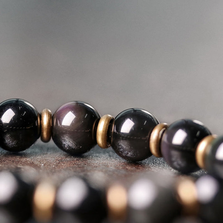 BWOOOH Rainbow Obsidian Copper Love Healing Bracelet