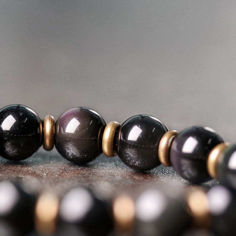 BWOOOH Rainbow Obsidian Copper Love Healing Bracelet