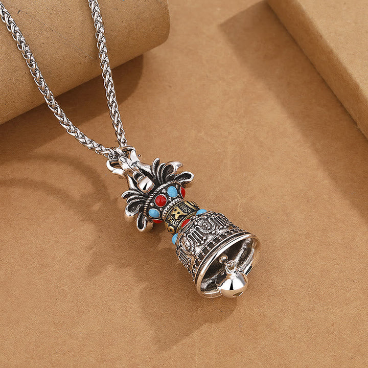 BWOOOH Tibetan Om Mani Padme Hum Dorje Vajra Bell Strength Necklace Pendant