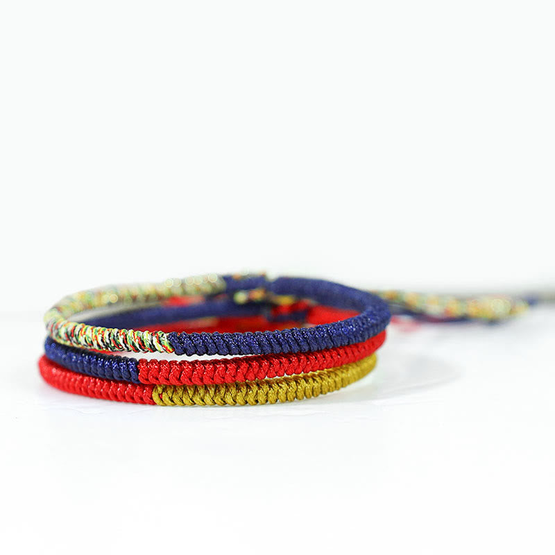 BWOOOH Tibet Handmade Multicolor King Kong Knot Faith Protection Braided Two-Color Stri | spiritual healing bracelet