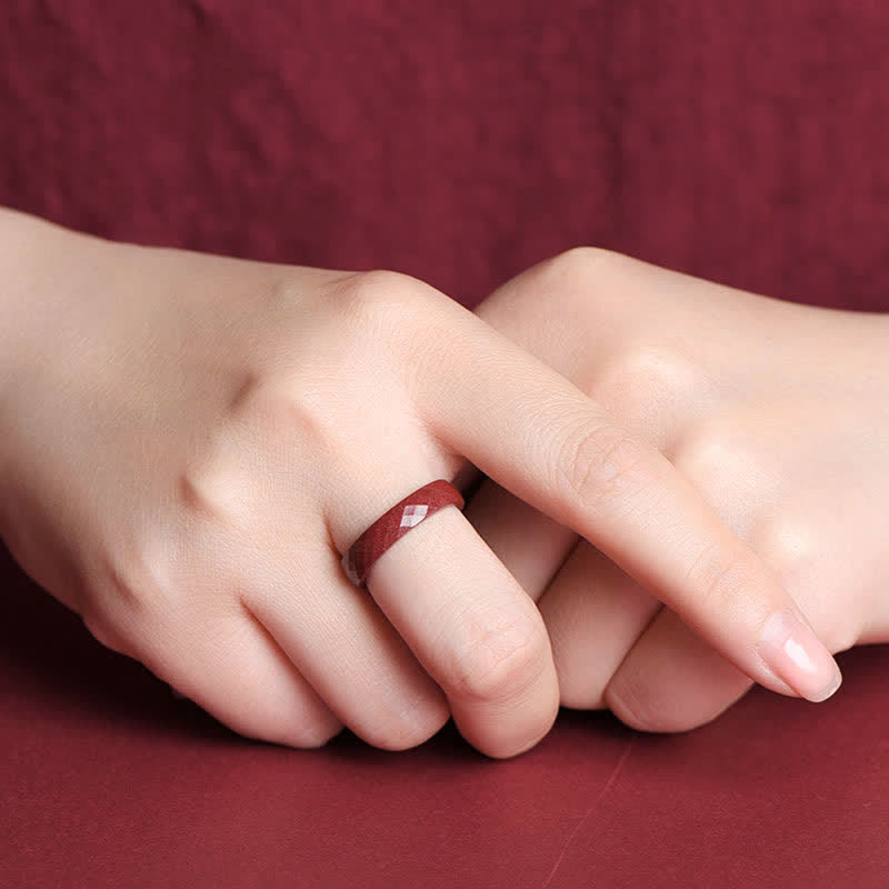 BWOOOH Cinnabar Om Mani Padme Hum Auspicious Clouds Blessing Ring