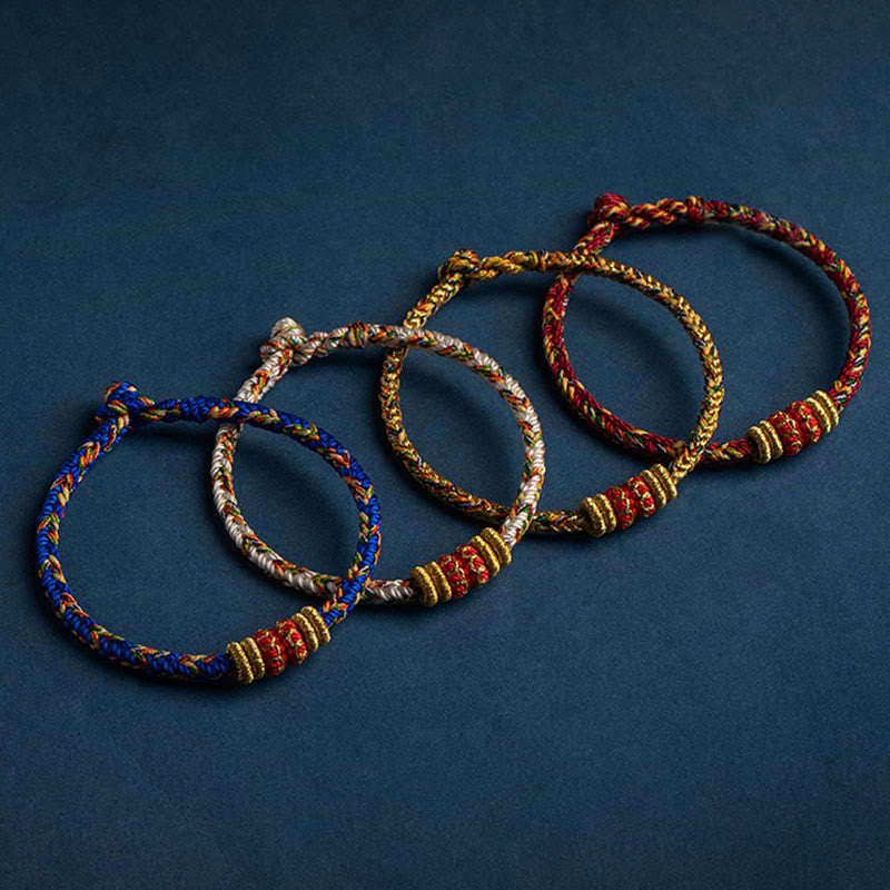 BWOOOH Tibet Handmade Chinese Zodiac Natal Buddha Luck Strength Braided String Bracelet