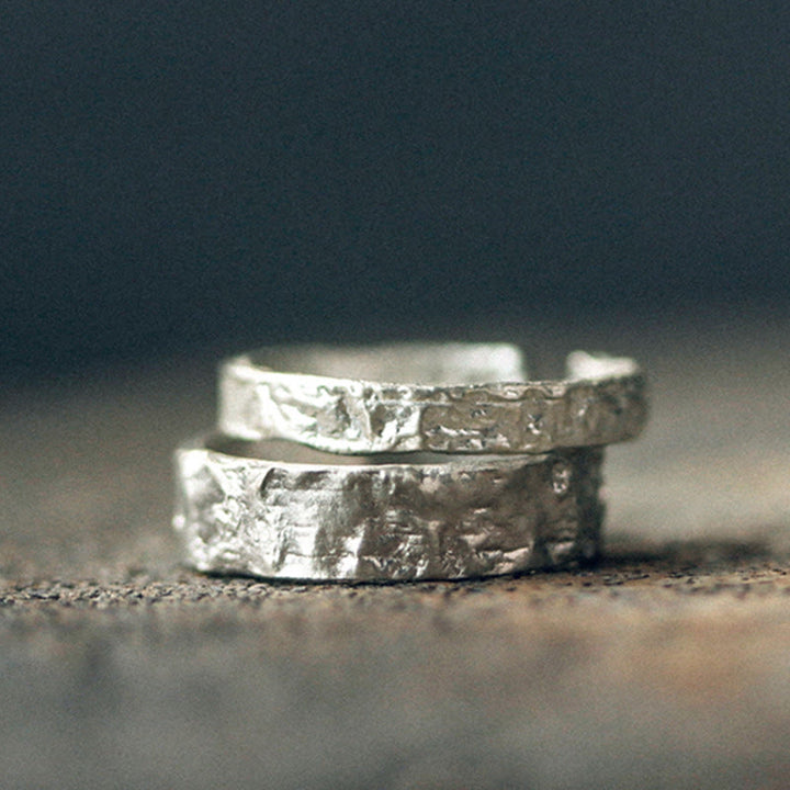 BWOOOH 925 Sterling Silver Simple Design Blessing Couple Ring
