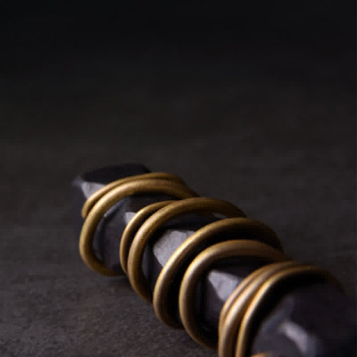 BWOOOH Tibet Ebony Wood Brass Balance Peace Necklace Pendant